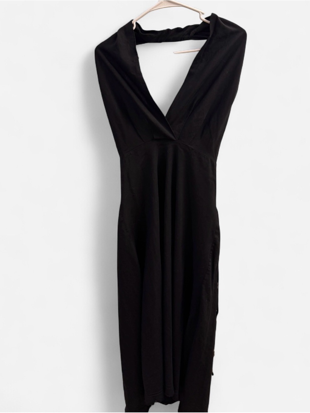 ZARA Black Lyocell Linen Open Back Maxi Dress Size M